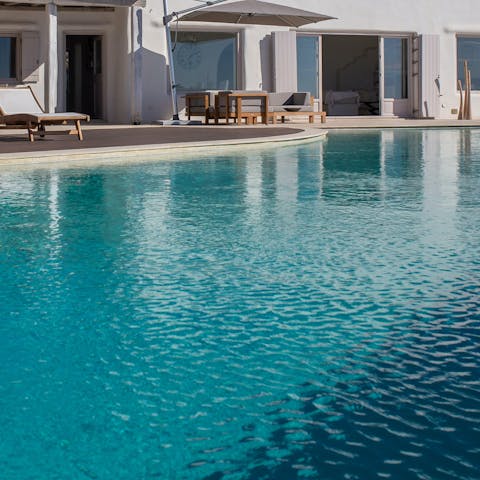 Go for a refreshing dip in the private swimming pool 