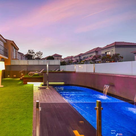 Take a sunset dip in the private pool