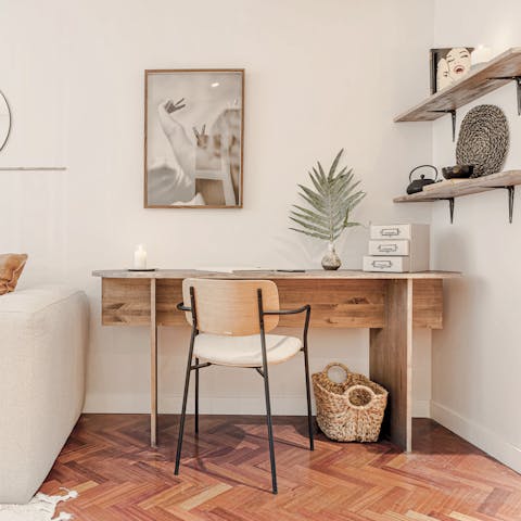 Catch up on work at one of the home's desk spaces