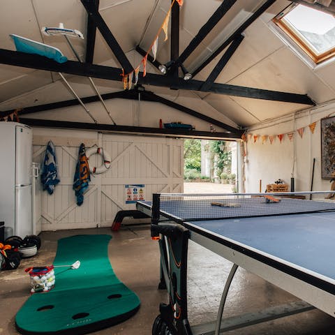 Challenge your buddies to a table tennis match in the games room