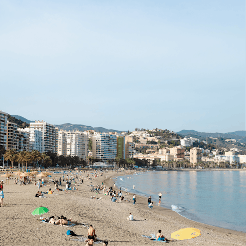 Sunbathe on the gorgeous beach, just a short stroll away