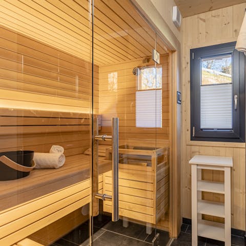 Unwind in the sauna after your alpine adventures