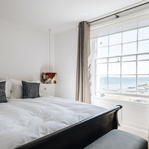 Wake up to glorious sea views out through the bedrooms' sash windows