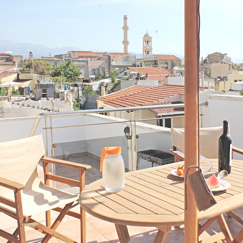 Enjoy some sarikopitakia and take in the vistas over Chania