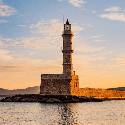 Explore Chania or head to the beach a ten-minute walk away