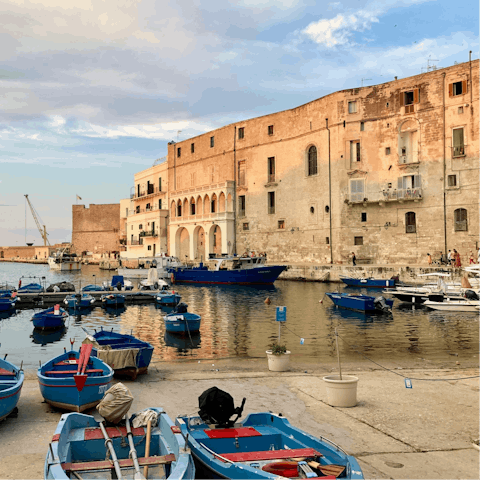 Feast on seafood at a waterside restaurant in Monopoli – it's only a ten-minute drive