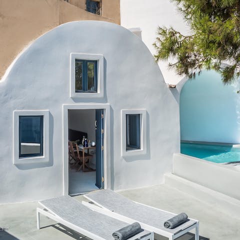 Stay in a traditional Santorini canava, renovated with all the must-have 21st-century comforts