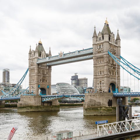 Stay in the heart of London, just a nine-minute stroll along the river to Tower Bridge