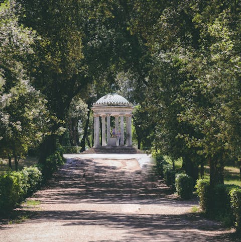 Spend your mornings meandering through the beautiful Villa Borghese Gardens, just a six-minute walk away