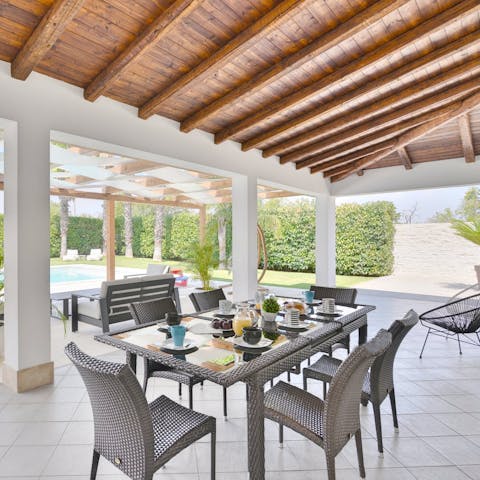 Enjoy an alfresco breakfast on the covered terrace