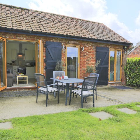 Dine alfresco with a bottle of wine or a toasty cup of coffee