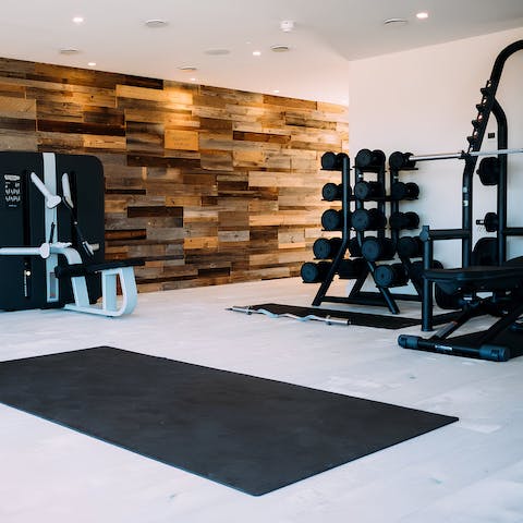 Keep up your fitness routine with a quick session in the shared gym
