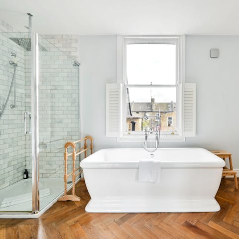 Unwind in a bubble bath after a day of galleries and museums