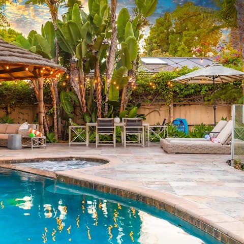 Choose to relax by the pool or in the bubbly jacuzzi