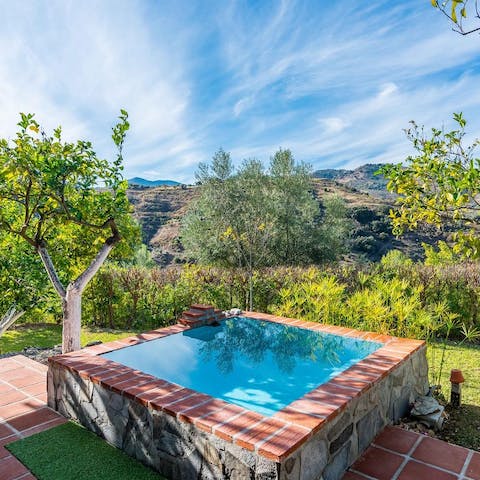 Soak up the beautiful landscape from the private plunge pool