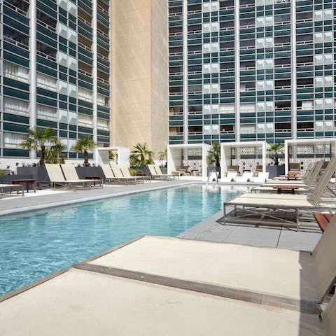 Enjoy taking cool dips in the communal pool