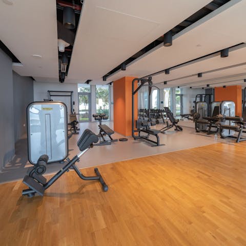 Keep up with your workout routine in the on-site gym