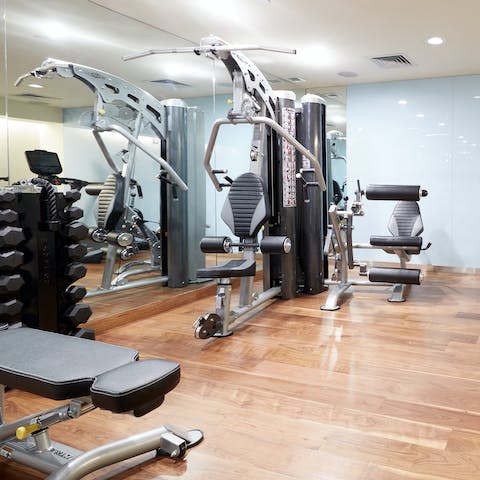 Work up a sweat in the communal on-site gym, with the latest equipment