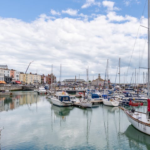 Explore pretty Ramsgate Harbour, less than 100 metres from this home