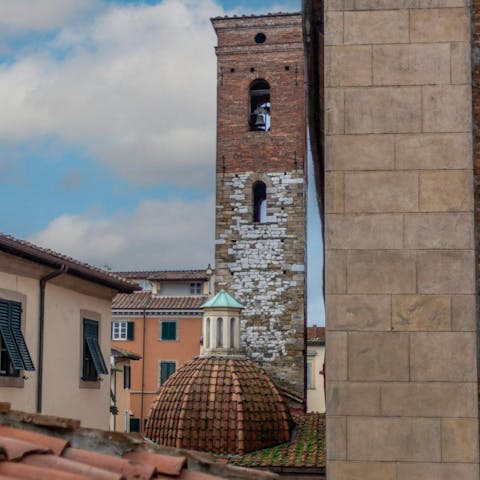 Admire the views of towers and domes from this home's windows