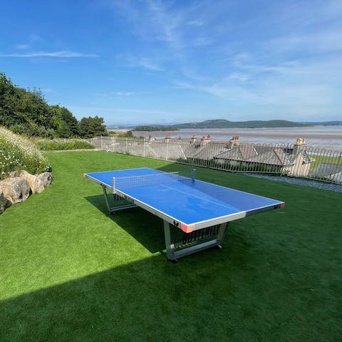 Practice your serves on the open-air ping pong table