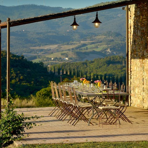 Share bowls of fresh pasta alfresco as you take in the views