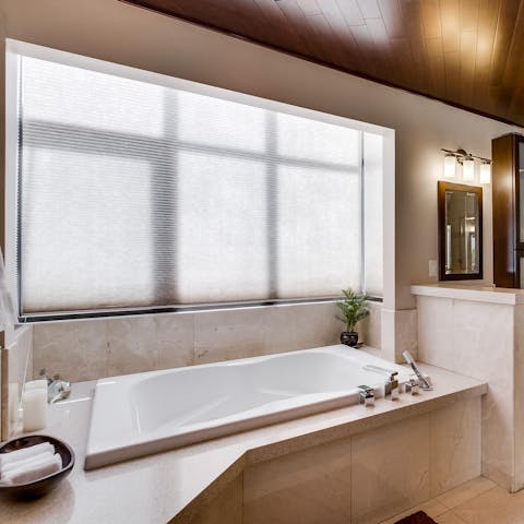 Sink into the bath tub for a long, luxurious soak