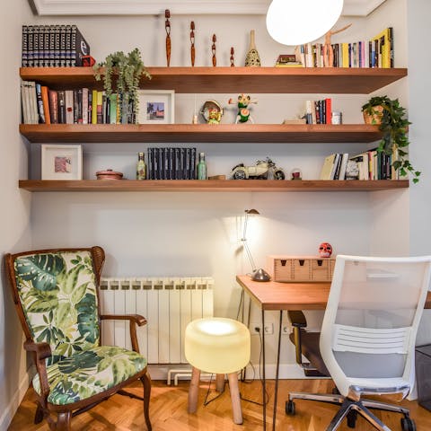 Catch up on work at one of the desks in this convenient apartment