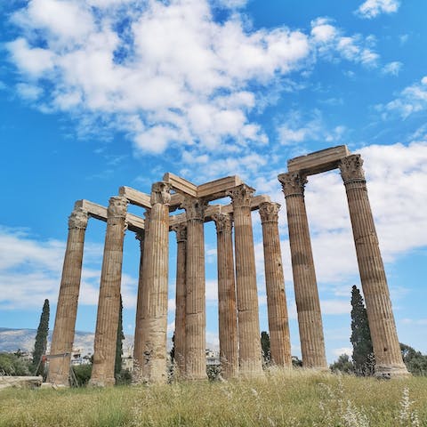 Admire the Temple of Olympian Zeus, a short walk away