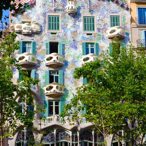 Take the short stroll to admire Gaudí's Casa Batlló