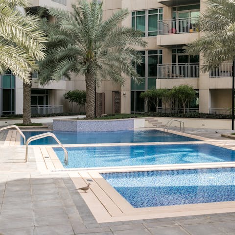 Spend afternoons cooling off in the shared pool