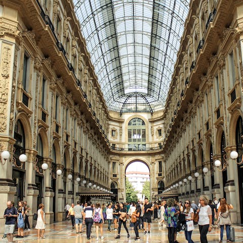 Visit the luxurious Galleria Vittorio Emanuele II, within a twenty–minute drive away