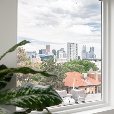 Feast on views of Denver's skyline from the living room's large windows