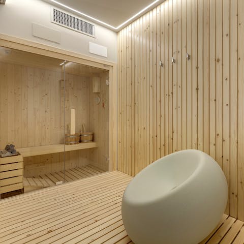 Wind down with a relaxing session in the sauna 