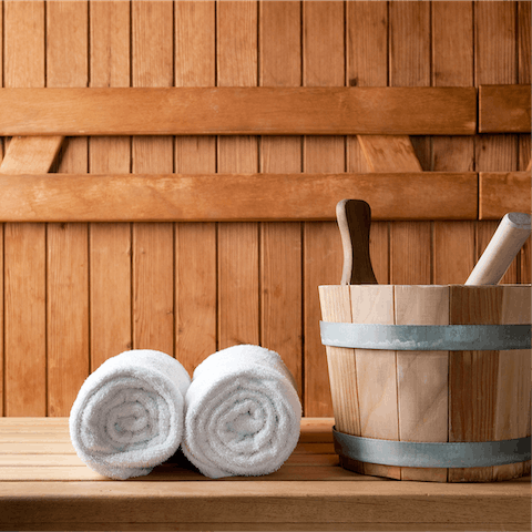 Relax in the sauna after a workout in the private gym