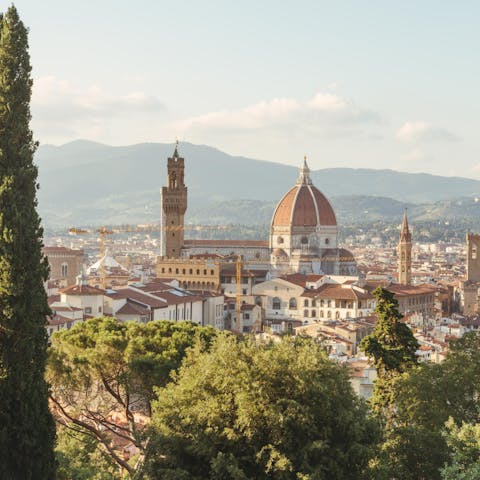 Gaze up at artistic masterpieces and dine on fantastic food in the enchanting city of Florence, less than a half-hour drive away