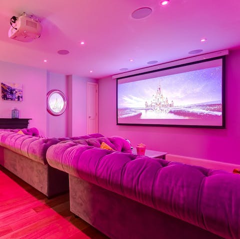 Watch movies in the high tech private cinema room