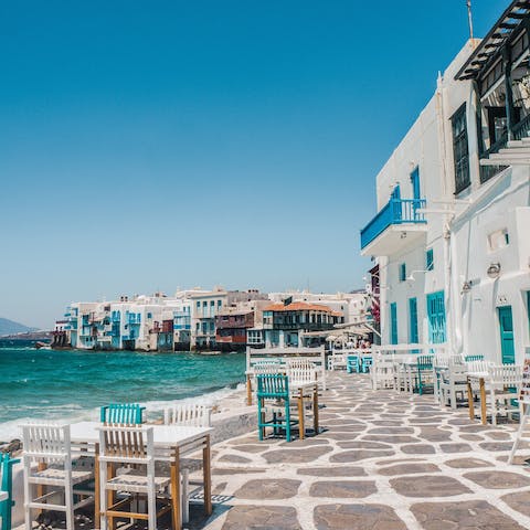 Traverse the historic streets of Mykonos Town right from your doorstep