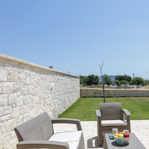 Sip a glass of blushed rosé in the outdoor lounge