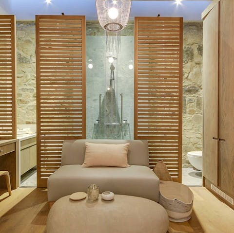 Pamper yourself in the most luxurious bathroom after a long day of exploring the city