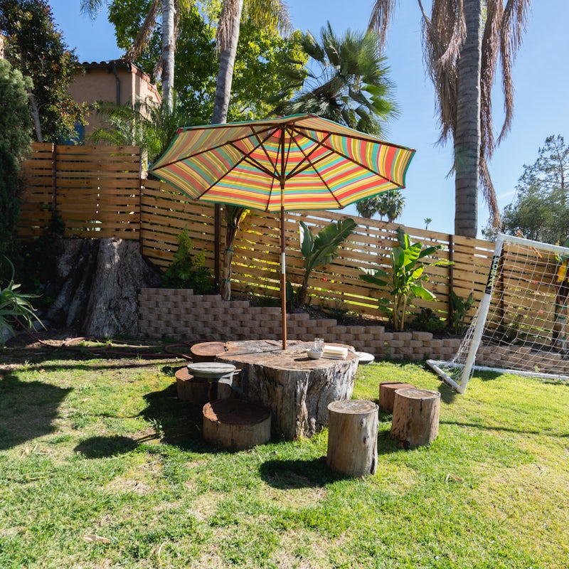 A sunny and spacious backyard