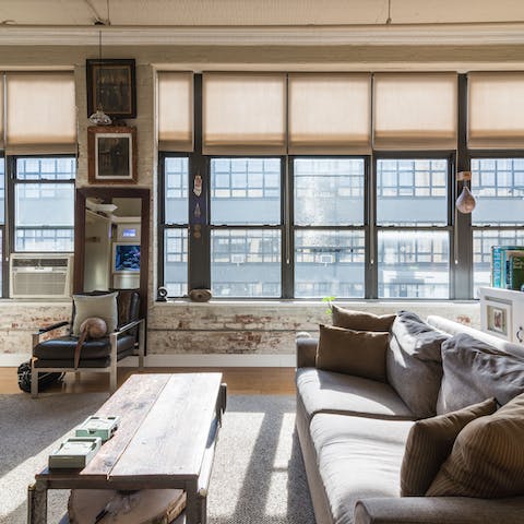 Bask in plenty of natural light thanks to the beautiful industrial-style windows