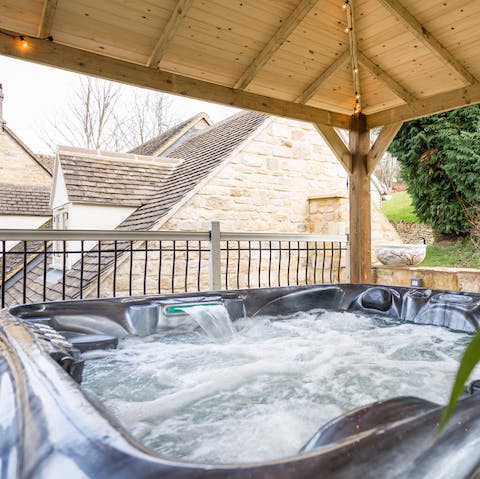 Relax in your covered hot tub