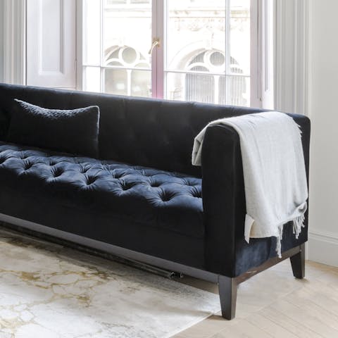 Unwind on the sofa after a full day in London