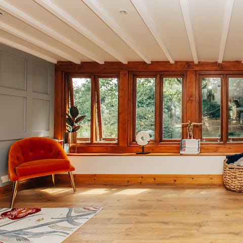 Let in some fresh air through the beautiful wood paneled windows