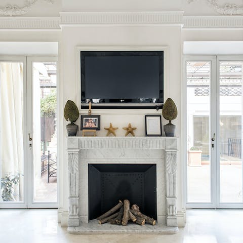 A marble fireplace