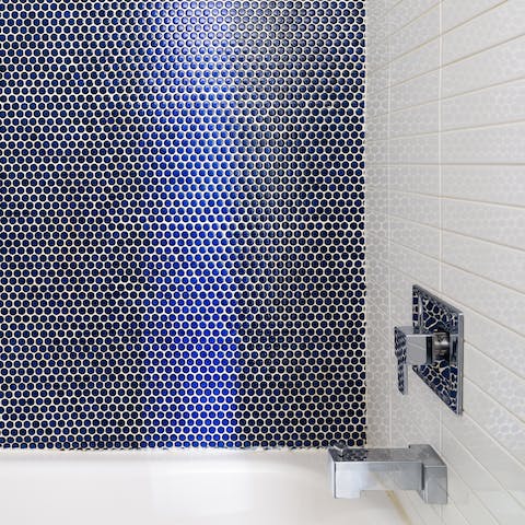 Blue polka-dot tiles