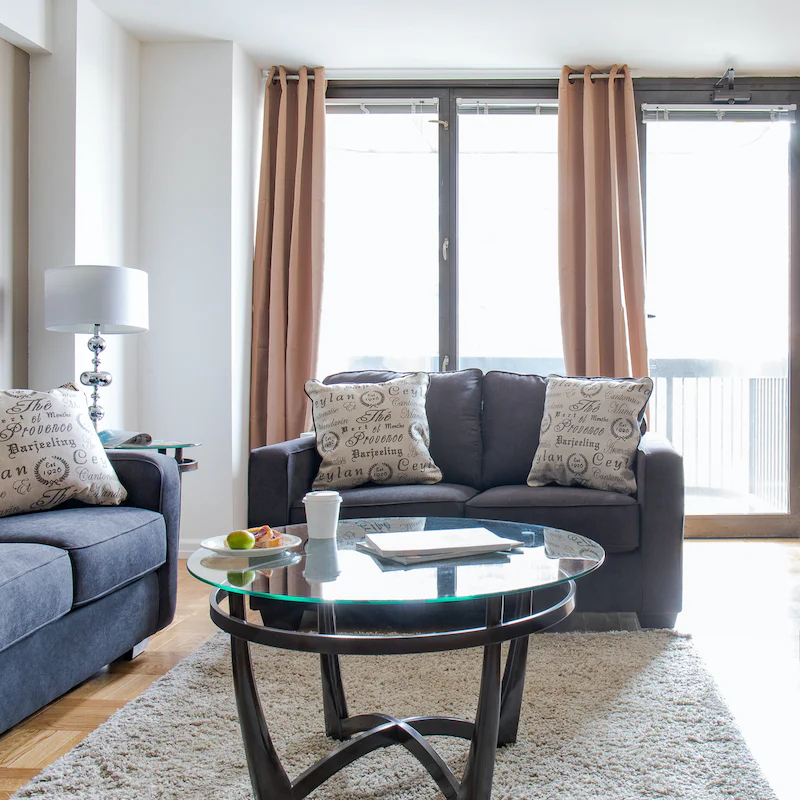 Kick back in your living room with a glass of wine after a day of exploring the city