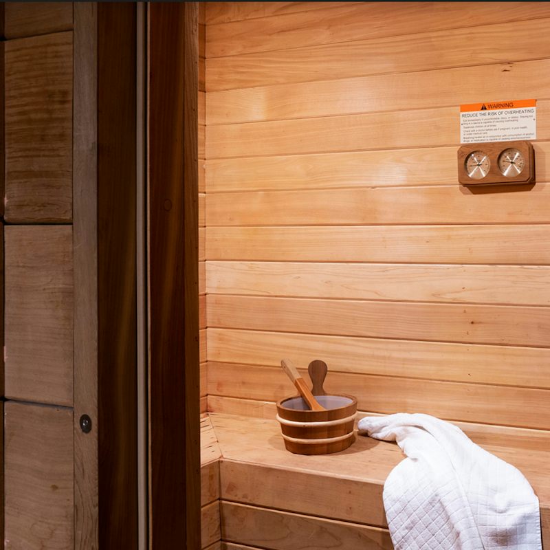 Indulge in a sauna session after hitting the building's gym