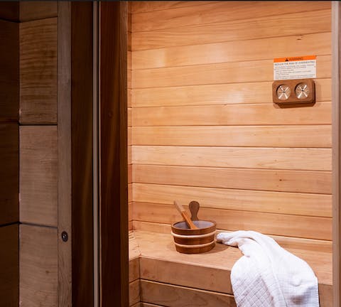 Indulge in a sauna session after hitting the building's gym